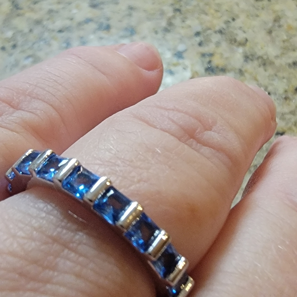 Lab created blue topaz ring